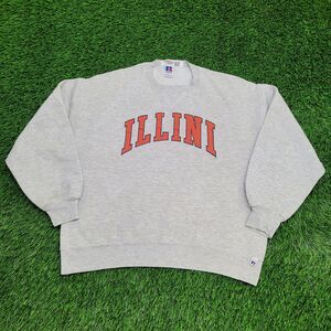Vintage Illinois Sweatshirt Women Large 23x24 Gray Baggy USA